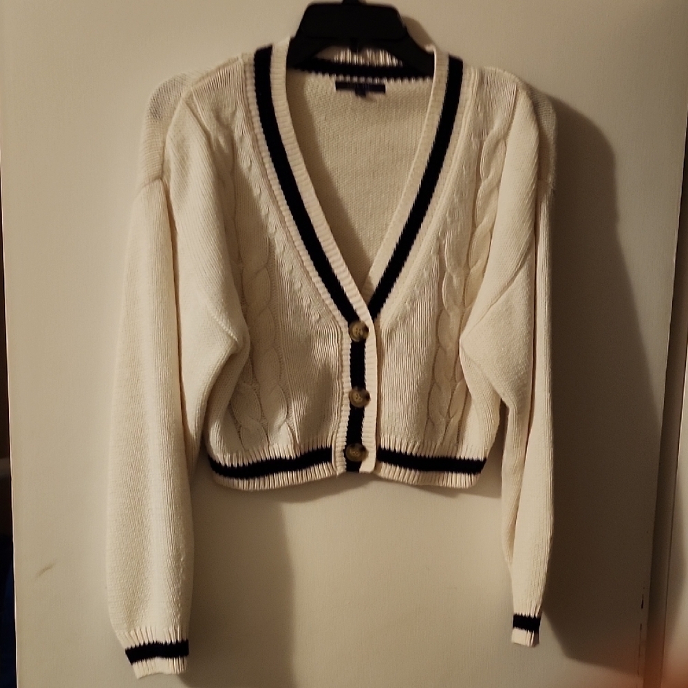 Women's White Cardigan Sweater